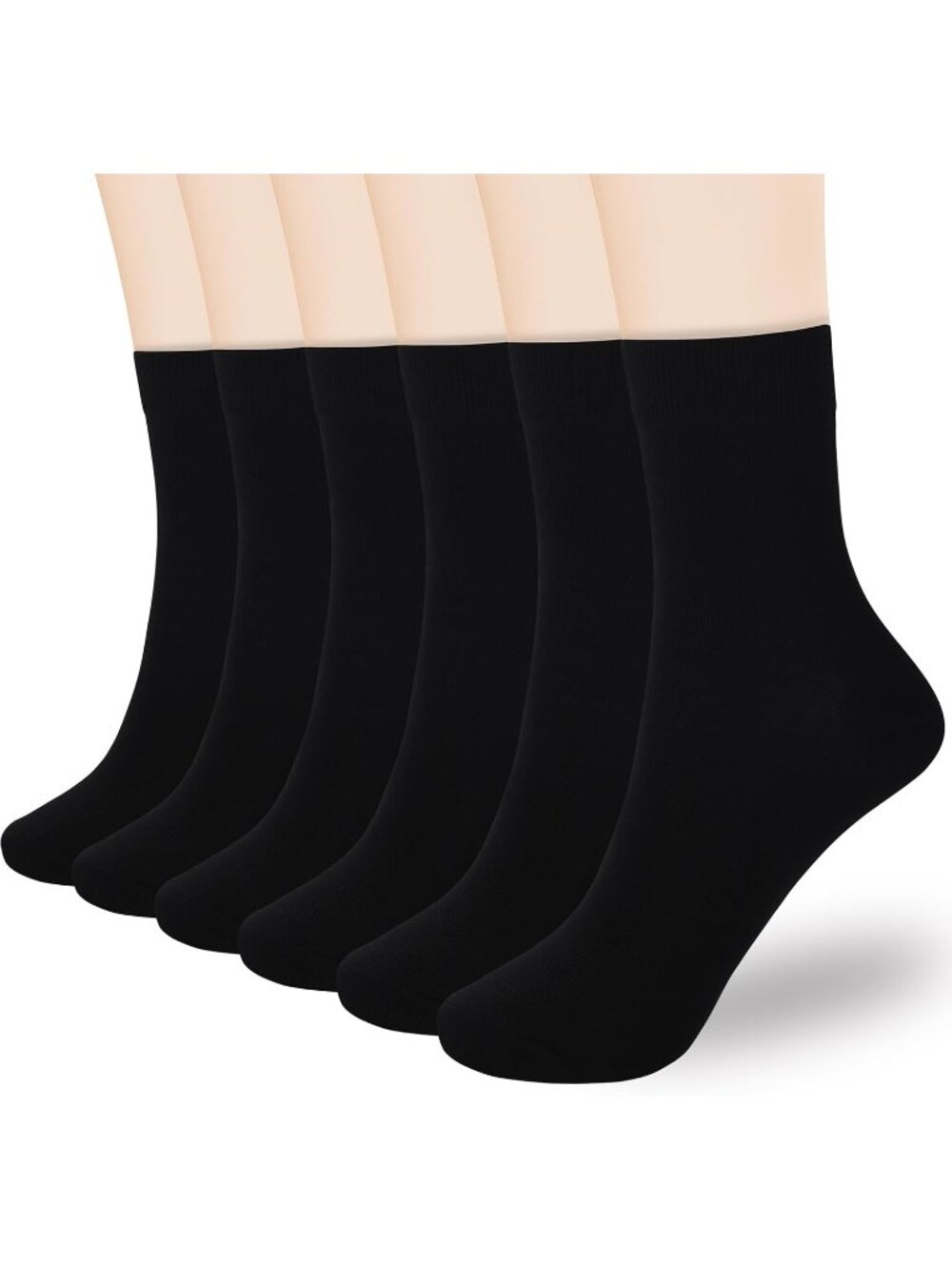 🧦Women's All Black 6 Pairs Thin Above Ankle Socks Cotton Crew Socks